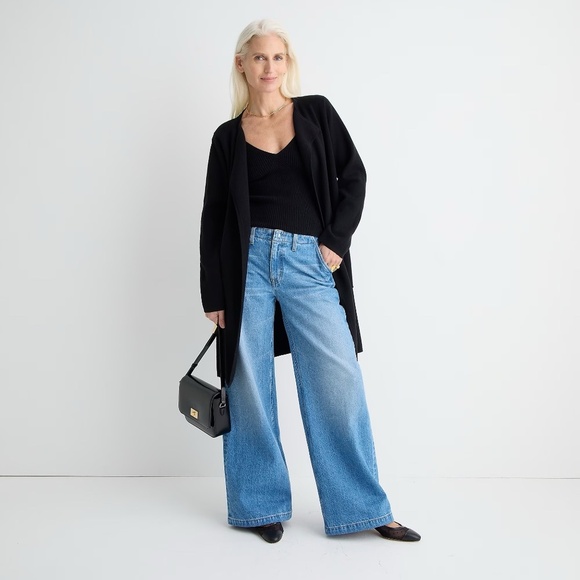 NWT!! J. CREW Juliette Collarless Sweater Blazer Solid Black Longline Knit Small - Picture 1 of 16